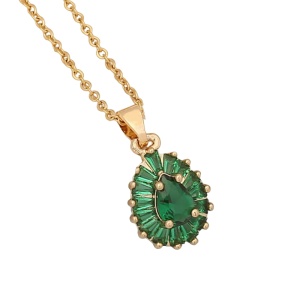 Lant dama, pandantiv cristal elegant, model delicat, tematica I love fashion, verde