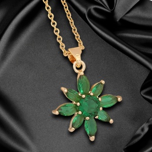 Lant dama, pandantiv stea eleganta, model delicat, tematica fancy stars, verde - Img 3