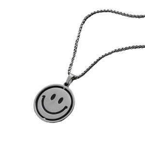 Lant, model model funny tineresc, M2, pandantiv fata schimbatoare, unisex, argintiu perlat