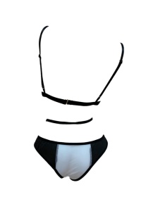 Lenjerie erotica body sexy, sutien cu pushup, chilot tanga, negru - Img 3