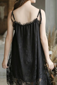 Lenjerie sexy dama, rochie cu bretele, model delicat, tematica sweet dreams, neagra - Img 2