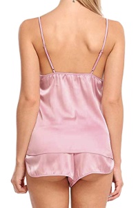 Lenjerie sexy tip pijama din 2 piese, maieu si chilot tip pantalon scurt, roz - Img 2