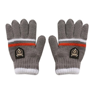 Manusi copii, model chic cu manseta elastica, tematica classy winter, marime 8 – 10 ani, gri deschis