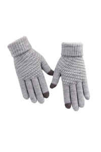 Manusi dama, model confortabil cu manseta dubla si touch screen, calduroase si fashion, tematica stay active, marime universala, gri