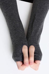Manusi dama, model lung cu degete descoperite, tematica stay warm, marime universala, gri inchis - Img 3