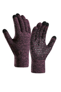 Manusi, model cu degete touch screen, tematica easy winter tech gloves, non – slip pe toata palma, unisex, marime universala, roz inchis
