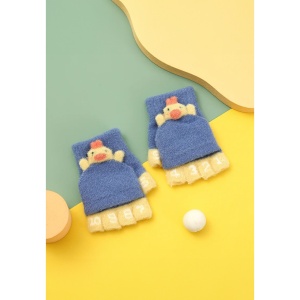 Manusi pentru copii, model cu degetele descoperite si numerotate, capac decapotabil prindere cu nasturel, manseta elastica, accesorizate cu puisor, tematica learn and play, marime 3 – 8 ani, albastru deschis - Img 2