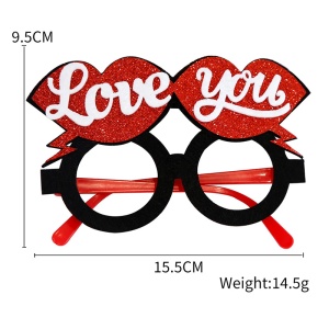 Ochelari amuzanti fara lentile, model petrecere fashion, buze love you, tematica party style, negri - Img 3