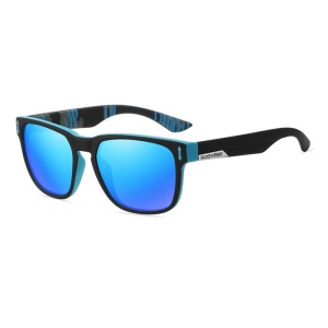 Ochelari de soare pentru barbati, model casual, tematica sport summer, marime universala, negru si albastru