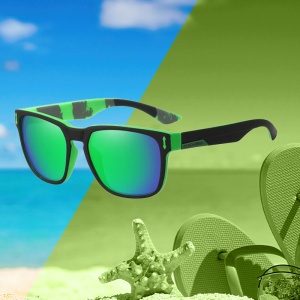 Ochelari de soare pentru barbati, model casual, tematica sport summer, marime universala, verzi - Img 3