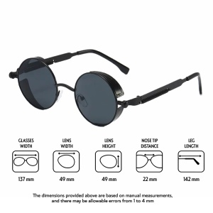 Ochelari de soare pentru barbati, model unic si cool, tematica steampunk, marime universala, negri - Img 4