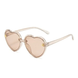 Ochelari de soare pentru copii, design in forma de inima, model pentru fetite albinuta fashion, marime universala, bej