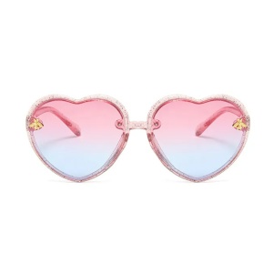 Ochelari de soare pentru copii, design in forma de inima, model pentru fetite albinuta fashion, marime universala, roz transparent - Img 2