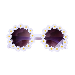 Ochelari de soare pentru copii, model pentru fetite cu floarea soarelui summer vibe, marime universala, albi