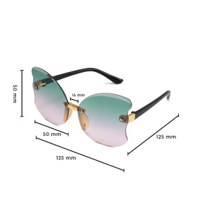 Ochelari de soare pentru copii, model pentru fetite fluturas, gradient, marime universala, verzi - Img 2
