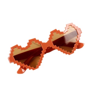 Ochelari de soare pentru copii, unisex, design in forma de inima, model pixel cool, marime universala, portocalii