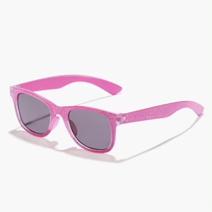 Ochelari de soare pentru copii, unisex, model clasic cu rama in culori vesele, tematica chill summer, marime universala, roz inchis