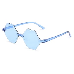 Ochelari de soare pentru copii, unisex, model cool unicat, tematica lips don't lie, marime universala, albastri
