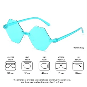 Ochelari de soare pentru copii, unisex, model cool unicat, tematica lips don't lie, marime universala, turcoaz - Img 3