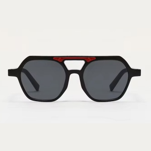 Ochelari de soare pentru copii, unisex, model cu rama chic, detaliu de contrast, tematica cool summer, marime universala, negri - Img 2