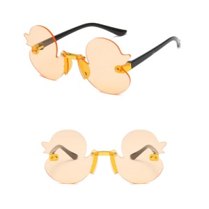 Ochelari de soare pentru copii, unisex, model cu ratuste, tematica Ducky the fancy duck, marime universala, portocaliu luminos - Img 3