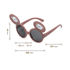 Ochelari de soare pentru copii, unisex, model cu urechiuse de ursulet, flexibili, marime universala, maro inchis - Img 4