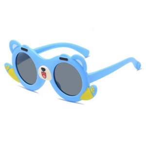 Ochelari de soare pentru copii, unisex, model cu ursulet prietenos, tematica teddy the friendly buddy, marime universala, albastri