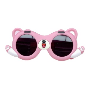 Ochelari de soare pentru copii, unisex, model cu ursulet prietenos, tematica teddy the friendly buddy, marime universala, roz - Img 2