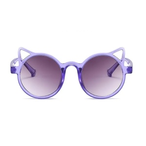 Ochelari de soare pentru copii, unisex, model pisicuta, accesorii urechiuse, marime universala, mov - Img 2