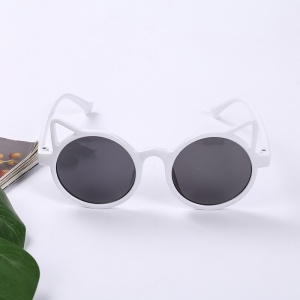 Ochelari de soare pentru copii, unisex, model pisicuta, accesorii urechiuse, marime universala, albi - Img 4