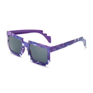 Ochelari de soare pentru copii, unisex, model pixelat, tematica cool gamer, marime universala, mov