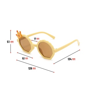 Ochelari de soare pentru copii, unisex, model printi si printese, marime universala, galbeni - Img 3