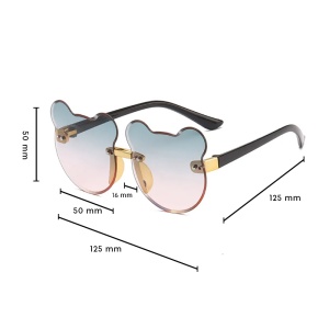 Ochelari de soare pentru copii, unisex, model ursulet, gradient, marime universala, verzi cu mov - Img 3