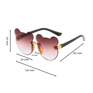 Ochelari de soare pentru copii, unisex, model ursulet, gradient, marime universala, maro - Img 3