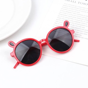 Ochelari de soare pentru copii, unisex, model vesel cu accesorii urechiuse, marime universala, rosii - Img 4