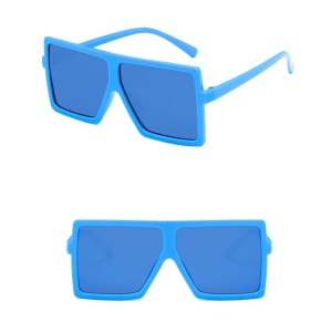 Ochelari de soare pentru copii, unisex, model voluminos cool, tematica fashion summer, marime universala, albastri - Img 3