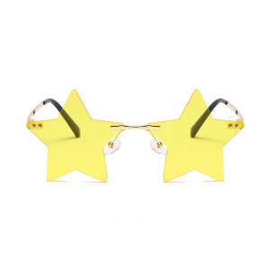 Ochelari de soare pentru femei, model super cool cu stea, tematica new star in town, marime universala, galbeni - Img 2