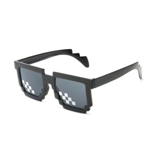 Ochelari de soare, unisex, model pixelat, tematica thug life hipster pixel, marime universala, negri deschis