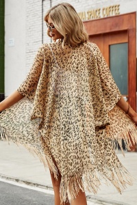 Pareo pentru plaja sau strada, imprimeu animal print, maro - Img 2