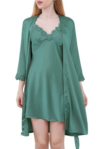 Pijama dama, set 4 piese, model confortabil, elegant si senzual, tematica feeling confident, verde - Img 4