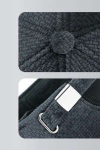 Sapca de barbati, cozoroc curbat, acoperitori pentru urechi, model confortabil, tematica refined look, marime universala, negru - Img 4