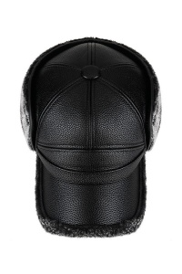 Sapca de barbati, cozoroc curbat, protectie pentru urechi, prindere cu capse, model calduros, tematica business style, marime universala, neagra cu gri - Img 3