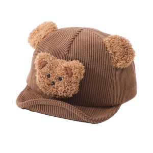 Sapca pentru copii, model haios cu cozoroc si ursulet, tematica baseball bear, 0 – 1 ani, maro