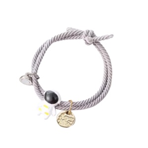 Set bratari cu magnet, tip sfoara, model astronaut, accesoriu rotund auriu, unisex, gri - Img 3