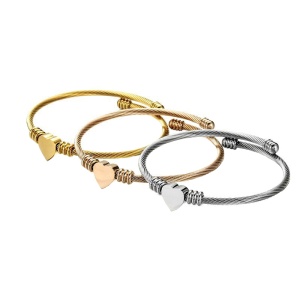 Set bratari dama inima, argintie, aurie si bronz, reglabila