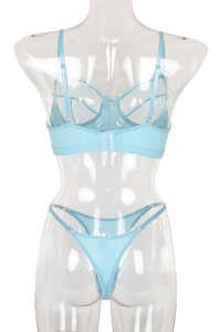 Set lenjerie sexy 2 piese cu dantela, sutien albastru deschis - Img 2