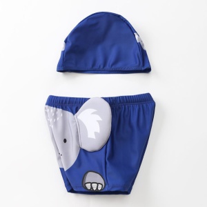 Set pantaloni de baie pentru baieti cu casca asortata, tematica lumea animalelor vesele, model koala cu urechi, albastru inchis - Img 3