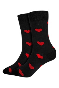 Soseste cute, model peste glezna, cu imprimeu grafic inimioare, tematica love socks, marime 36-42, unisex, negre