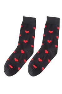 Soseste cute, model peste glezna, cu imprimeu grafic inimioare, tematica love socks, marime 36-42, unisex, negre - Img 4