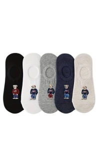 Sosete barbati, set 5 perechi, model cu ursulet, scurte, tematica fashion bear, marimea 39 – 44, multicolor